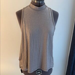 Sleeveless Mock Neck Tank Top in Taupe